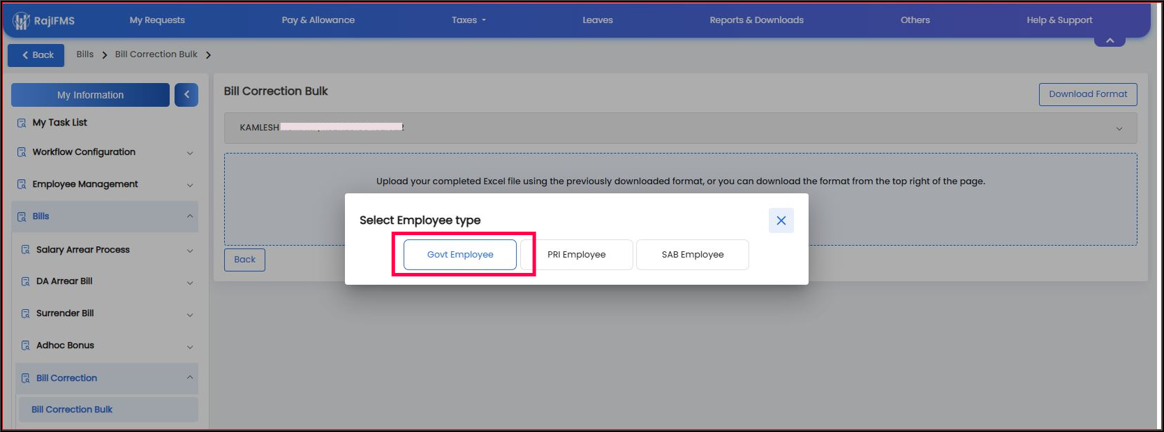 Select Employee Type